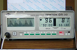 Пульсоксиметр Тритон ОП-32 с подарочной упаковкой - вид в профиль